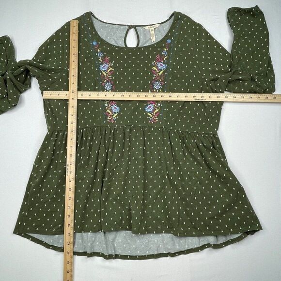 Matilda Jane Through Generations Embroidered Babydoll Top Green FLAW - Picture 8 of 10